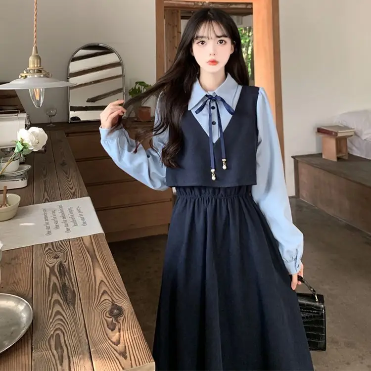 Женский весенне-летний консервативный стиль на пуговицах, однотонный отложной воротник, трендовый, свободный комплект из двух предметов, повседневные платья
Женский весенне-летний консервативный стиль на пуговицах, однотонный отложной воротник, трендовый, свободный комплект из двух предметов, повседневные платья