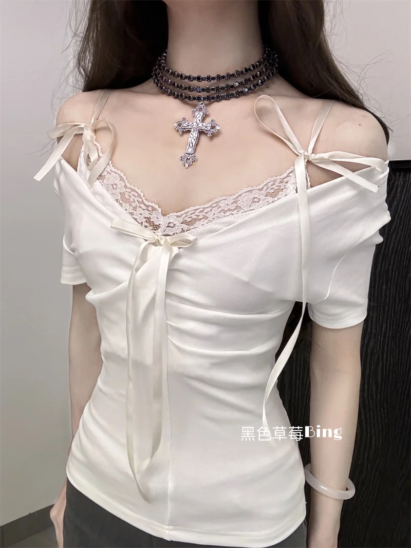 Two-Piece Tops Set Sweet Coquette T-Shirts Sexy Lace Up Off Shoulder Tops Elegant Cute Clubwear Y2k Aesthetic Two Piece Set
Two-Piece Tops Set Sweet Coquette T-Shirts Sexy Lace Up Off Shoulder Tops Elegant Cute Clubwear Y2k Aesthetic Two Piece Set