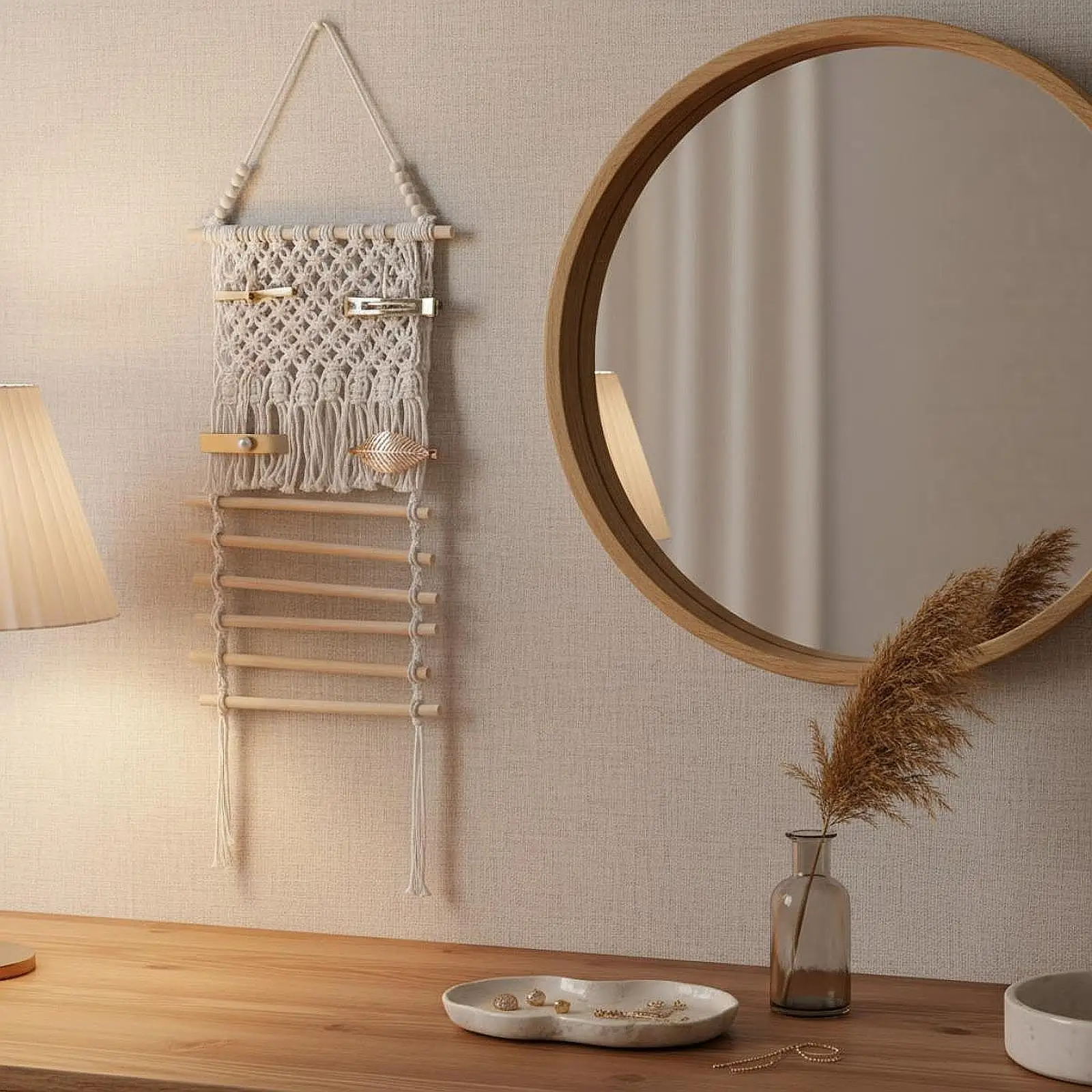 Wall Mounted Macrame Hair Accessory Holder Multi Pocket Storage Organizer for Girls Women Hair Clips and Bands
Wall Mounted Macrame Hair Accessory Holder Multi Pocket Storage Organizer for Girls Women Hair Clips and Bands