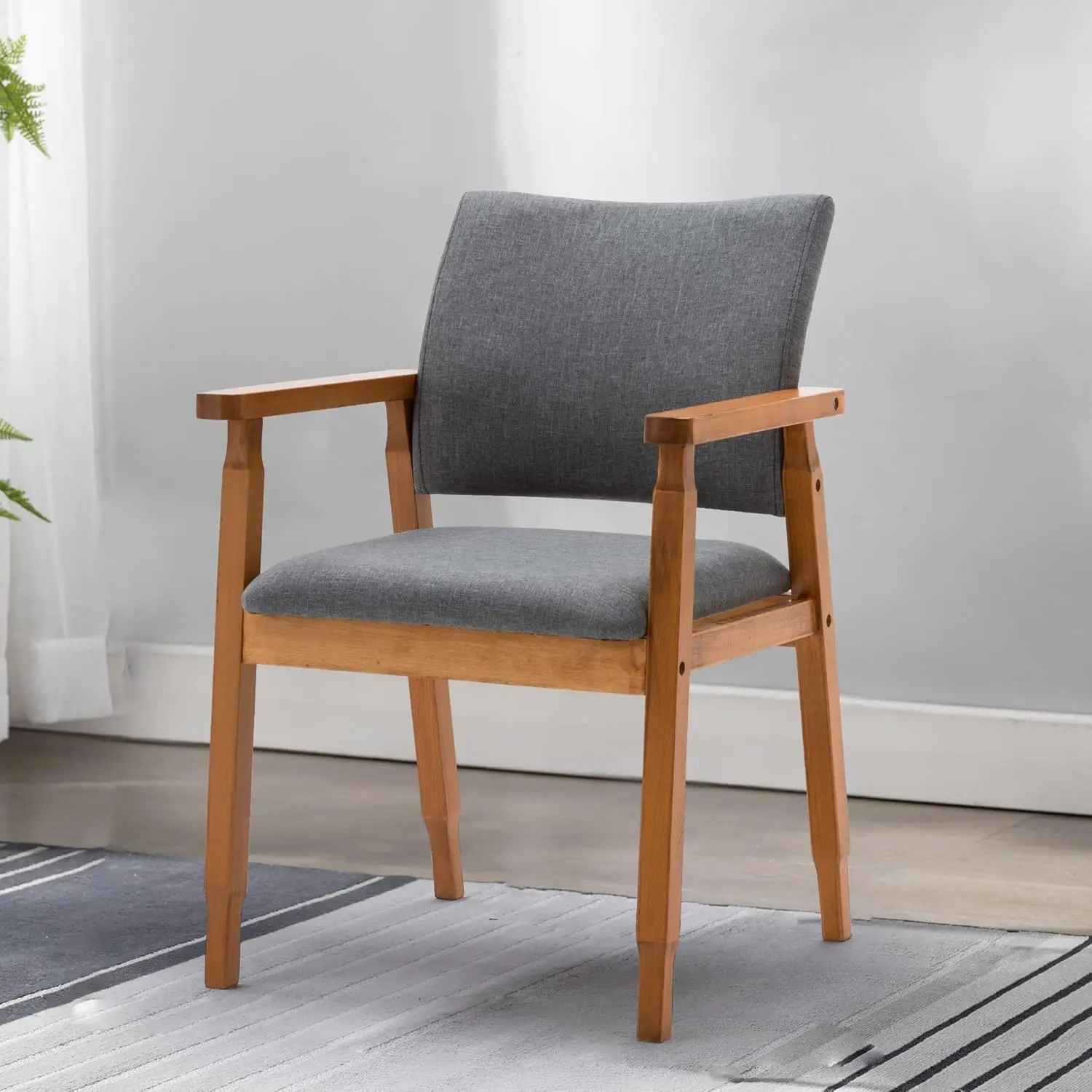Mid Modern Walnut Dining Chairs Wood Arm Grey Fabric Kitchen Cafe Living Room Decor Furniture
Mid Modern Walnut Dining Chairs Wood Arm Grey Fabric Kitchen Cafe Living Room Decor Furniture
