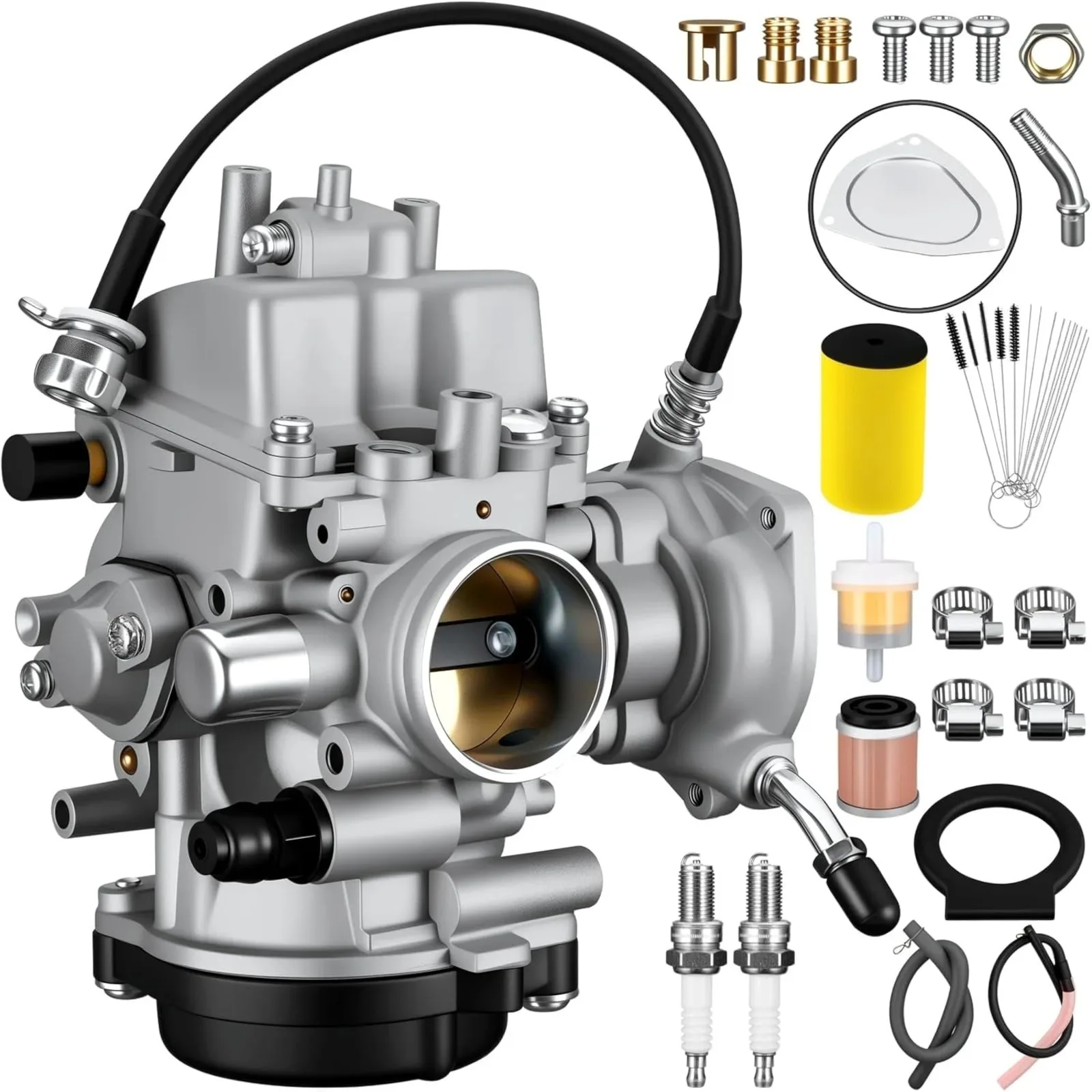 YFM400 Carburetor for 2007-2011 Grizzly 350 450,2006-2009 Wolverine 350 450 ATV Carb Rebuild Kit with Air Fuel Filter Spark Plug
YFM400 Carburetor for 2007-2011 Grizzly 350 450,2006-2009 Wolverine 350 450 ATV Carb Rebuild Kit with Air Fuel Filter Spark Plug