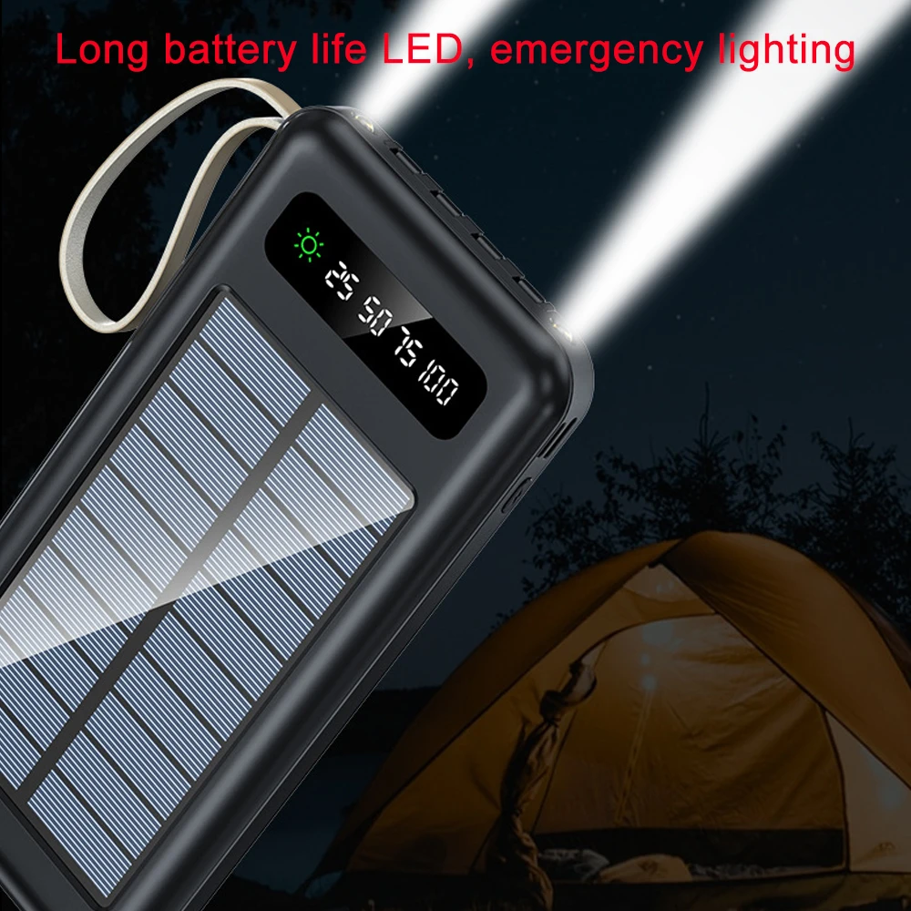 50000 мАч солнечная зарядка Power Bank большой емкости быстрая зарядка с кабелем портативный уличный внешний аккумулятор для кемпинга зарядка телефона
50000 мАч солнечная зарядка Power Bank большой емкости быстрая зарядка с кабелем портативный уличный внешний аккумулятор для кемпинга зарядка телефона