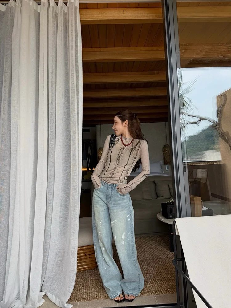 High Waist Straight Leg Denim Jeans Women's Spring Summer New Style Splashed Ink Vintage 100 Cotton Fashionable Versatile
High Waist Straight Leg Denim Jeans Women's Spring Summer New Style Splashed Ink Vintage 100 Cotton Fashionable Versatile