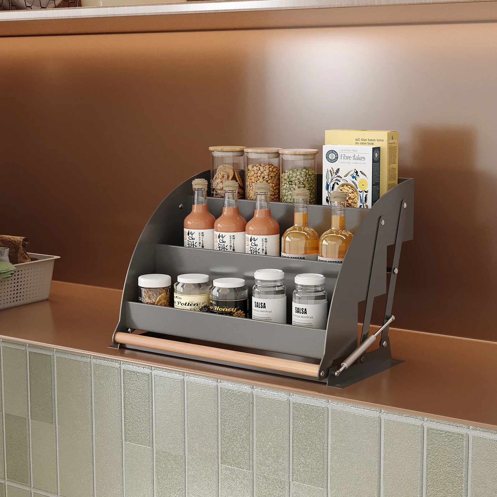 Cabinet lift basket kitchen hanging cabinet pull-down seasoning bottle household top cabinet up and down telescopic storage rack
Cabinet lift basket kitchen hanging cabinet pull-down seasoning bottle household top cabinet up and down telescopic storage rack