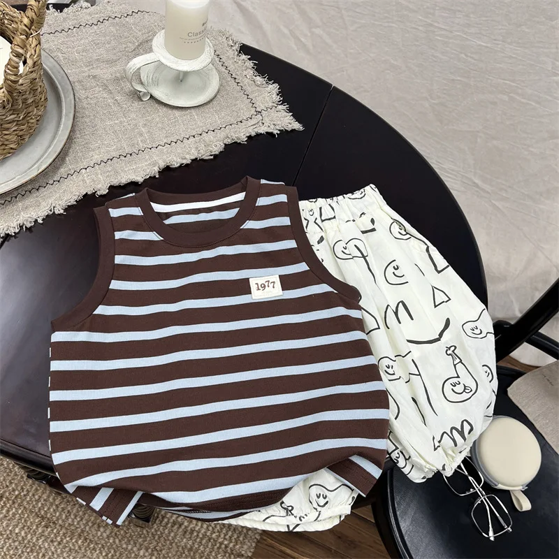 Boy Shirt Soft Elastic Cotton Boys Sleeveless Shirt 2024 Summer Comfort New Baby Cute Soft I-vest Children Striped Vest
Boy Shirt Soft Elastic Cotton Boys Sleeveless Shirt 2024 Summer Comfort New Baby Cute Soft I-vest Children Striped Vest