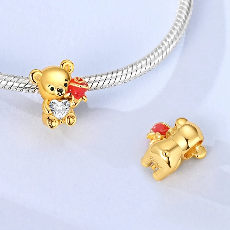 925 Sterling Silver Charms Bead CZ Zircon Golden Sweet Bear Dangle Fit Original Bracelet DIY Women Jewelry Gift
925 Sterling Silver Charms Bead CZ Zircon Golden Sweet Bear Dangle Fit Original Bracelet DIY Women Jewelry Gift