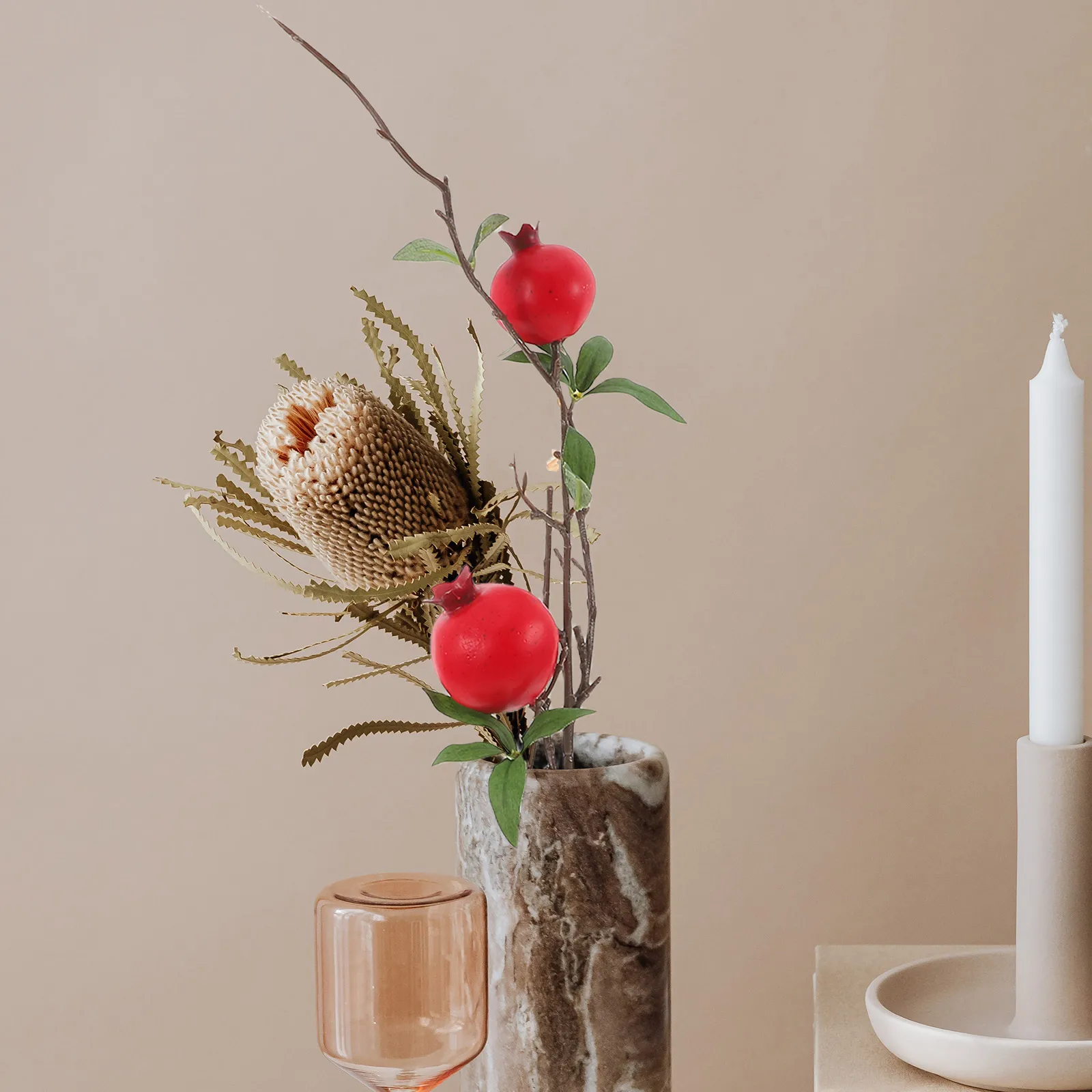 Simulated Pomegranate Branch Artificial Fruit Stem Fake Fall Stems Aesthetics Room Decor Vase Filler Tall Spring Wedding New 
Simulated Pomegranate Branch Artificial Fruit Stem Fake Fall Stems Aesthetics Room Decor Vase Filler Tall Spring Wedding New