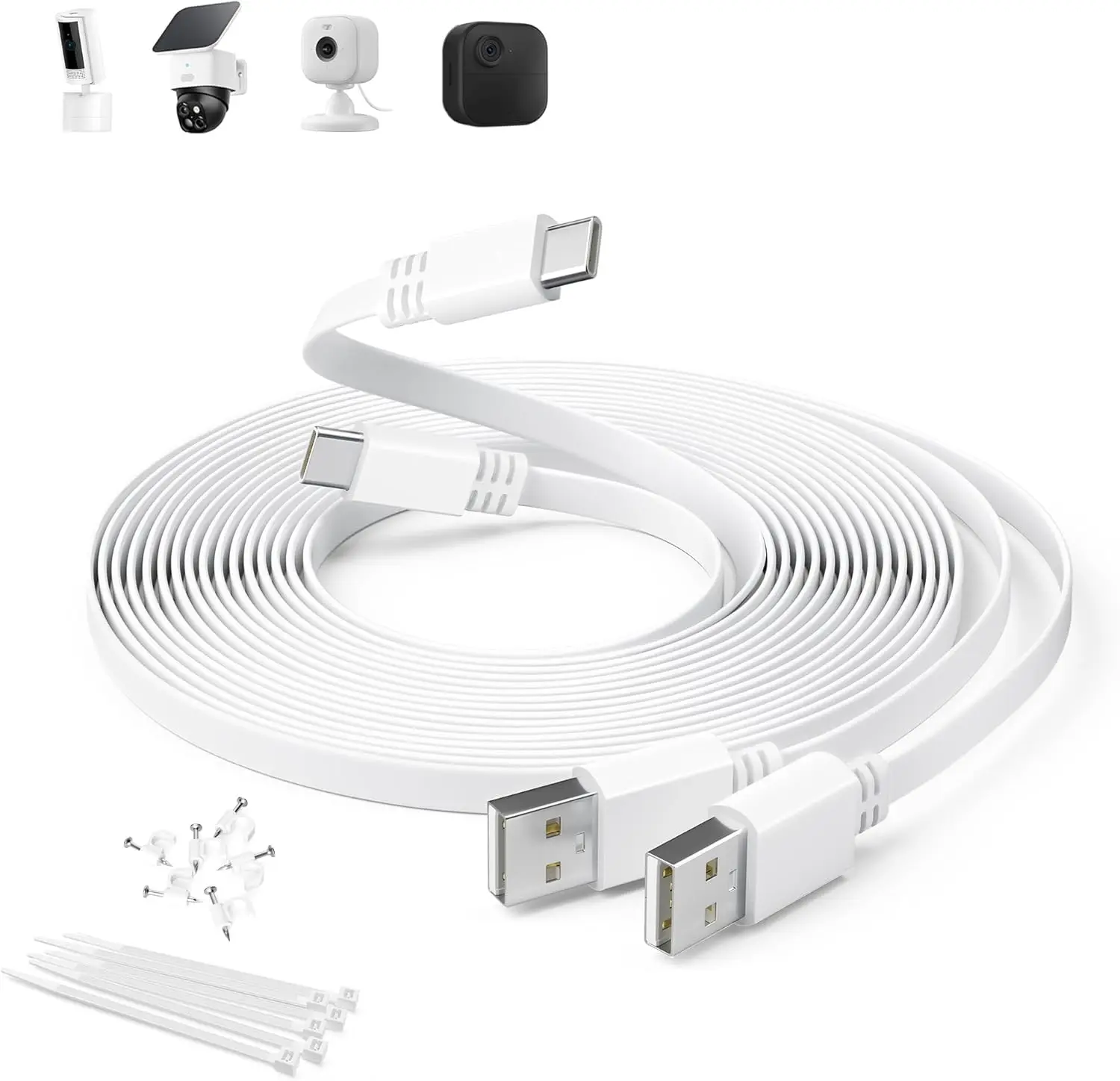 USB C Extension Cable 20FT 2Pack, Extra Long USB A to USB C Power Cord for Security Cameras
USB C Extension Cable 20FT 2Pack, Extra Long USB A to USB C Power Cord for Security Cameras