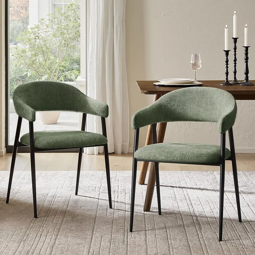 Upholstered Dining Chairs Set of 2 with Metal Legs, Curved Backrest, Suitable for Kitchen, Dining Room, or Restaurant Use, Moss
Upholstered Dining Chairs Set of 2 with Metal Legs, Curved Backrest, Suitable for Kitchen, Dining Room, or Restaurant Use, Moss