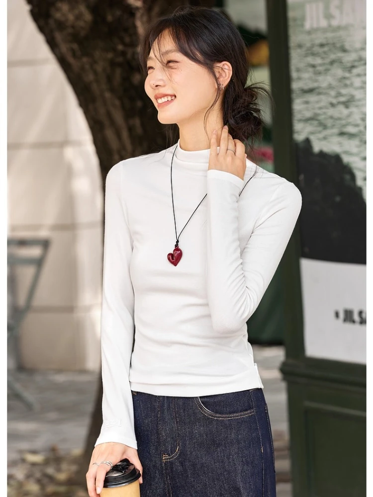 VIMLY White T-shirt Femmes Slim Casual Long Sleeve Mandarin Neck Ladies Tops Autumn 2025 Knitted Embroider Cuff Female Tee A2503
VIMLY White T-shirt Femmes Slim Casual Long Sleeve Mandarin Neck Ladies Tops Autumn 2025 Knitted Embroider Cuff Female Tee A2503