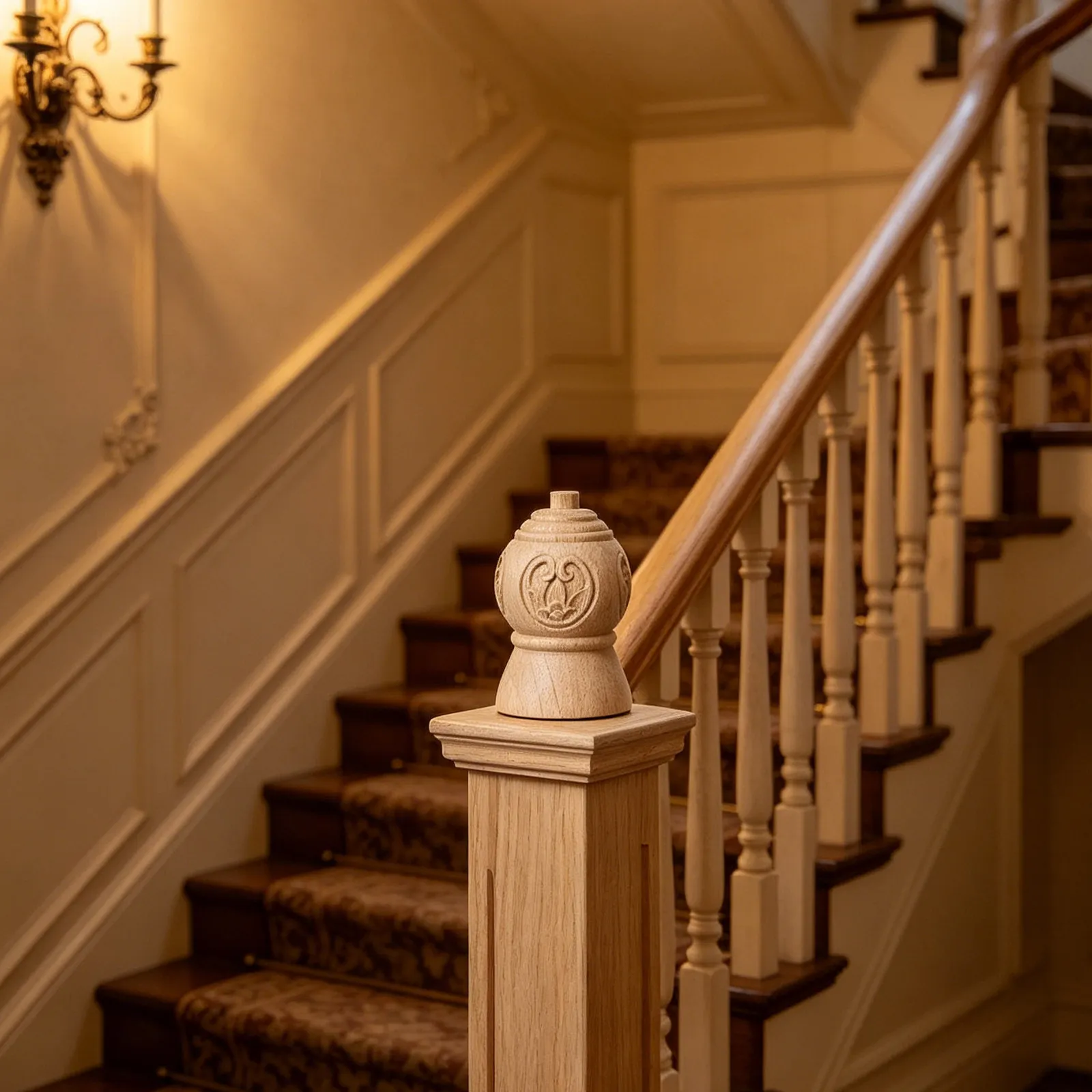 Ornate Hand-Carved Solid Hardwood European Post Finial for Staircase Newel Post Cap Porch Entry Balustrade Banister Railing
Ornate Hand-Carved Solid Hardwood European Post Finial for Staircase Newel Post Cap Porch Entry Balustrade Banister Railing
