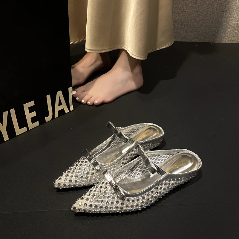 Silver Rhinestone Platform Open-Toe Half-Slippers for Women, Summer 2026 New Mary Jane Mule Sandals
Silver Rhinestone Platform Open-Toe Half-Slippers for Women, Summer 2026 New Mary Jane Mule Sandals