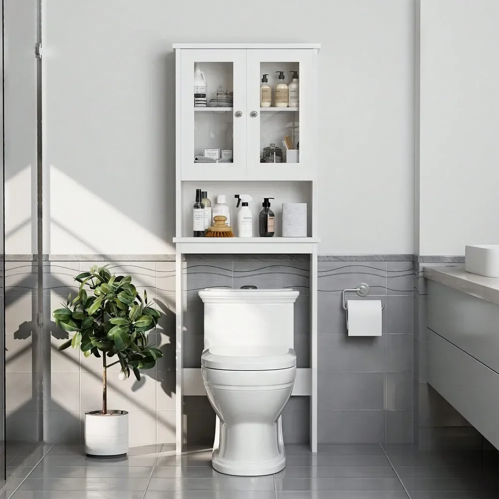 Over The Toilet Storage Cabinet With Adjustable Shelf And Double Doors, Bathroom Space Saver Organizer Above Toilet With Open S
Over The Toilet Storage Cabinet With Adjustable Shelf And Double Doors, Bathroom Space Saver Organizer Above Toilet With Open S