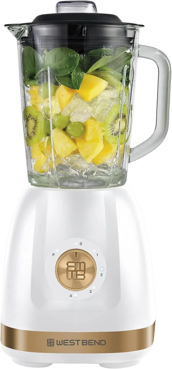 Timel5-Speed Multi-Function Blender, 48 oz Glass Jar with 20 oz Travel Cup, LED Controls, White/Gold
Timel5-Speed Multi-Function Blender, 48 oz Glass Jar with 20 oz Travel Cup, LED Controls, White/Gold
