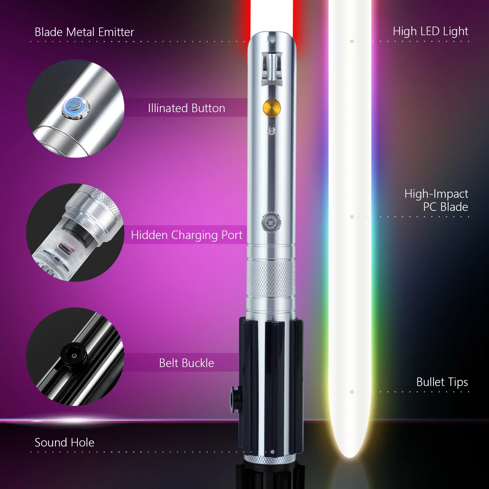 PHS Light-up Duel Lightsaber 16 RGB Colors, 16 Sound Modes Metal Aluminum Black Handle Smooth Swing Role Play Party Favor(117cm)
PHS Light-up Duel Lightsaber 16 RGB Colors, 16 Sound Modes Metal Aluminum Black Handle Smooth Swing Role Play Party Favor(117cm)
