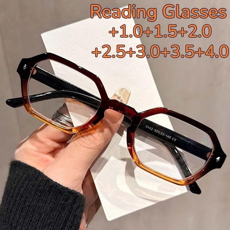 Women Fashionable Polygonal Reading Glasses Men Ultralight HD Anti Blue Light Comfortable Eye Protection Presbyopia Glasses+4.0
Women Fashionable Polygonal Reading Glasses Men Ultralight HD Anti Blue Light Comfortable Eye Protection Presbyopia Glasses+4.0