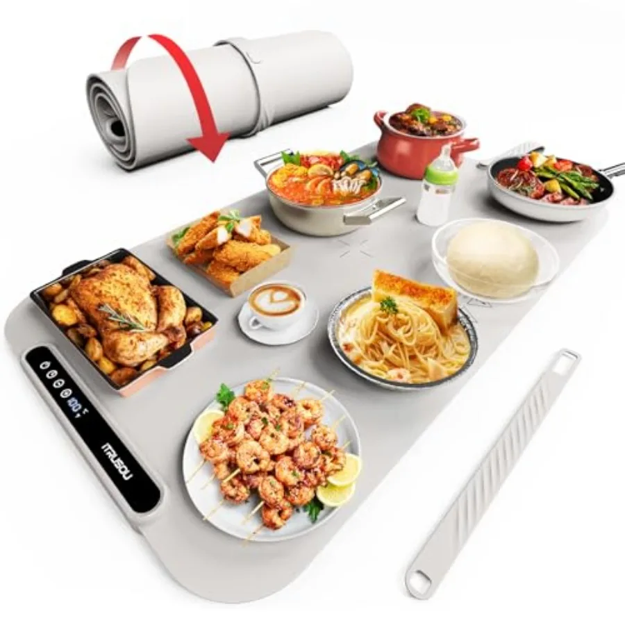 Food Warming Mat 27.5x16'' Electric Warming Tray with 7 Temp-Settings 1-99h Flexible Timer Switchable °F/°C Rollable Food Warme
Food Warming Mat 27.5x16'' Electric Warming Tray with 7 Temp-Settings 1-99h Flexible Timer Switchable °F/°C Rollable Food Warme