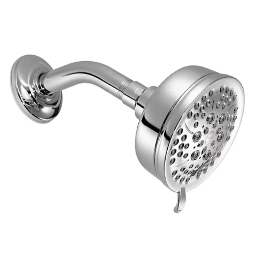 Bathroom chrome shower head with 5-function spray, 4.25-inch diameter, IPS -inch connection, 2.5 GPM flow rate
Bathroom chrome shower head with 5-function spray, 4.25-inch diameter, IPS -inch connection, 2.5 GPM flow rate