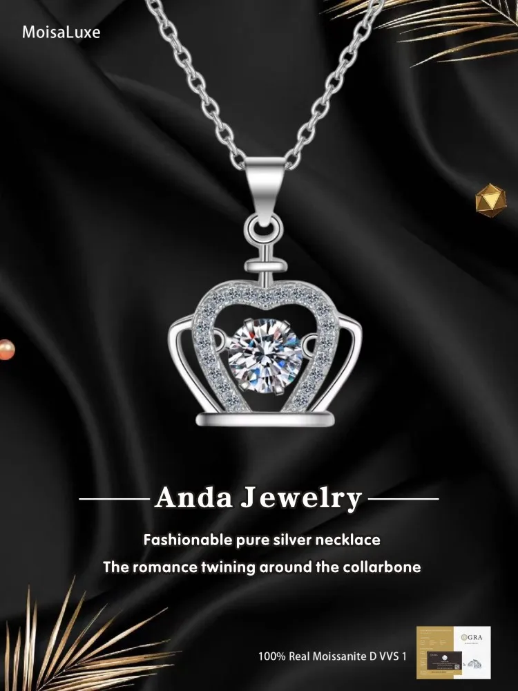 Moissanite Plata Sterling 925 Silver Fashion Crown Collarbone Chain Moissanite Pendant Necklace GRA Certified
Moissanite Plata Sterling 925 Silver Fashion Crown Collarbone Chain Moissanite Pendant Necklace GRA Certified