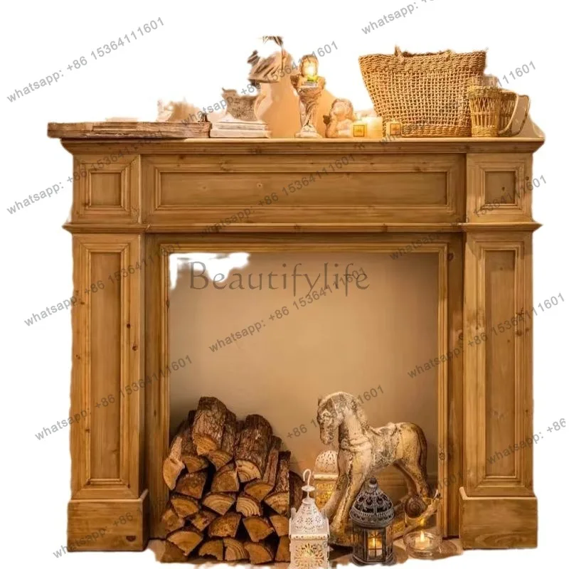American retro mantel simple old log color decorative French white cabinet
American retro mantel simple old log color decorative French white cabinet