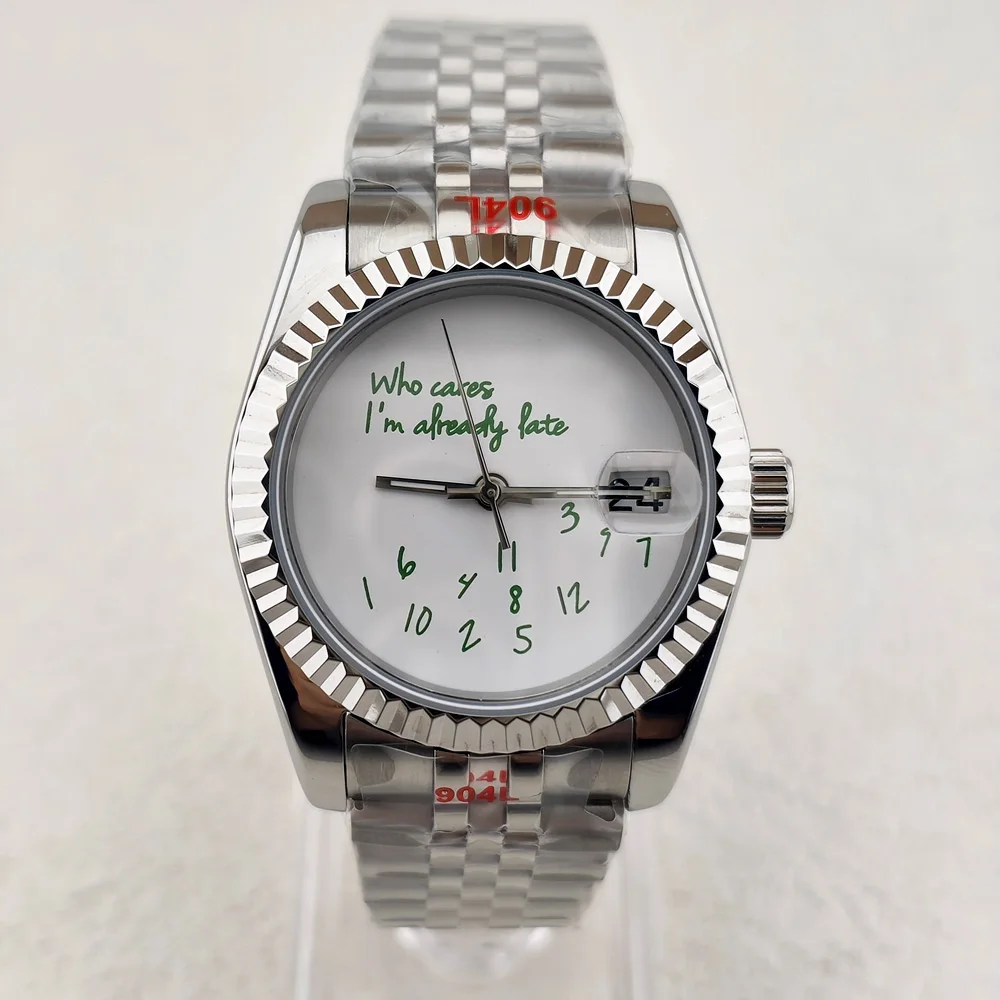 NEW NH35 Watch Who cares im already late Watch 36mm/39mm No Logo Blue Text Matte Dial Sapphire Crystal Glass Automatic Movement
NEW NH35 Watch Who cares im already late Watch 36mm/39mm No Logo Blue Text Matte Dial Sapphire Crystal Glass Automatic Movement