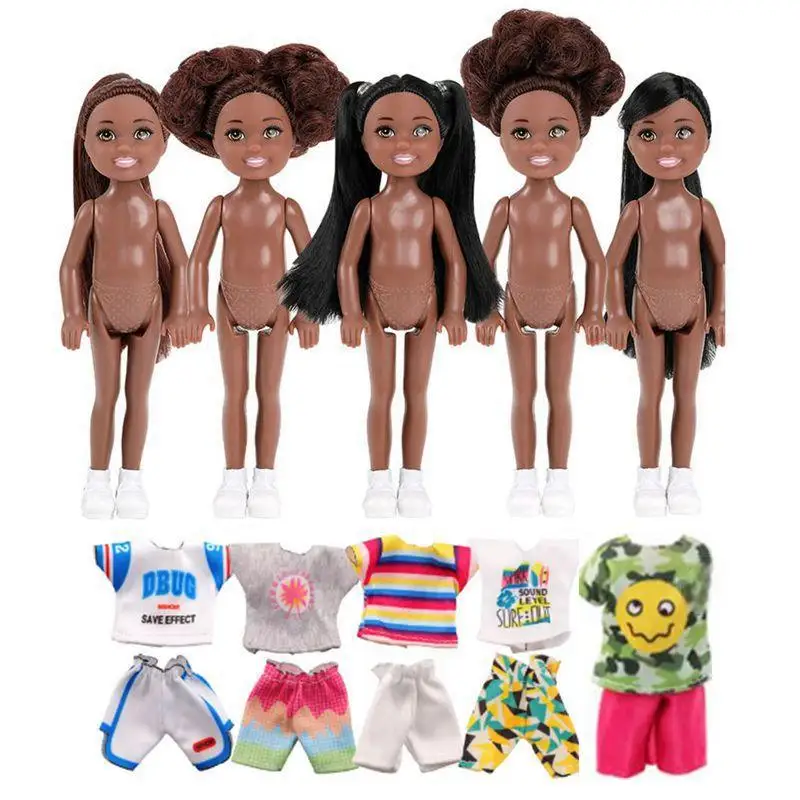 Kawaii 5 Items / Lot African Girls Black Doll 14cm Daughter Sister Body Shoes Clothes For Kids DIY Game Best Birthday Present
Kawaii 5 Items / Lot African Girls Black Doll 14cm Daughter Sister Body Shoes Clothes For Kids DIY Game Best Birthday Present