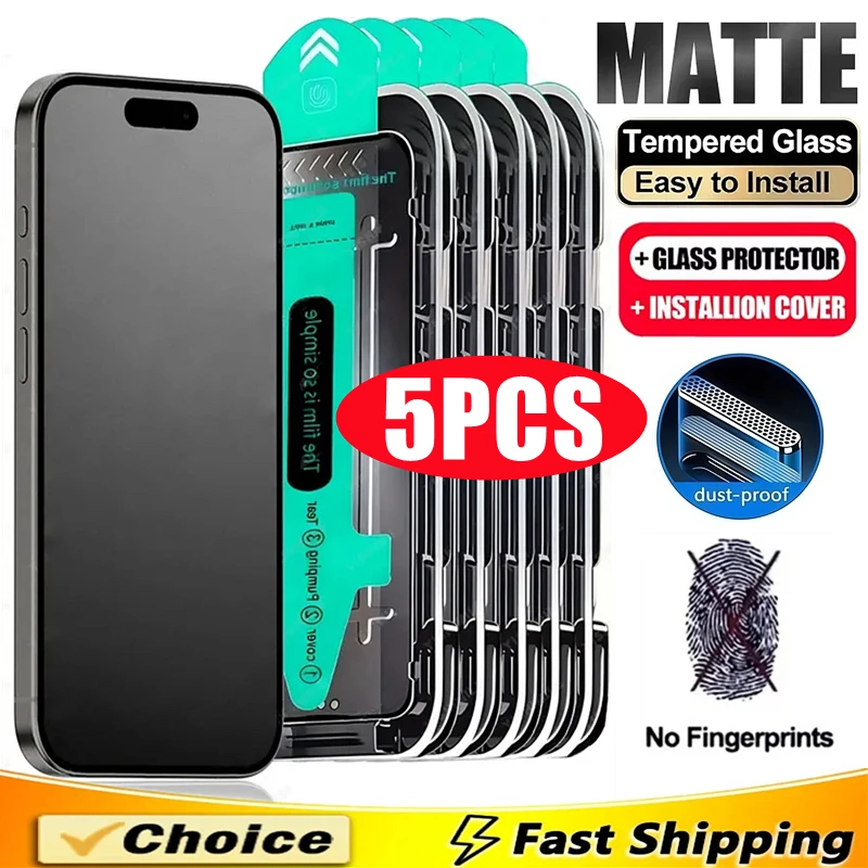 5Pcs Oleophobic Dust Free Easy Installation Matte Screen Protector For iPhone 16 15 14 13 12 11 17 Pro Max XS X XR 16 Plus Glass
5Pcs Oleophobic Dust Free Easy Installation Matte Screen Protector For iPhone 16 15 14 13 12 11 17 Pro Max XS X XR 16 Plus Glass