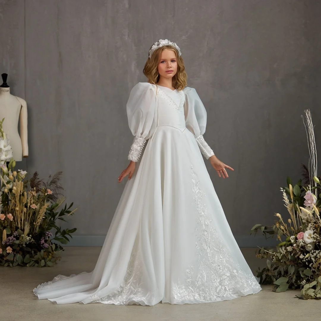 Princess White Flower Girl Dress For Wedding Glitter Beads Half Long Sleeve Toddler Pageant Gowns Birthday First Communion Dress
Princess White Flower Girl Dress For Wedding Glitter Beads Half Long Sleeve Toddler Pageant Gowns Birthday First Communion Dress