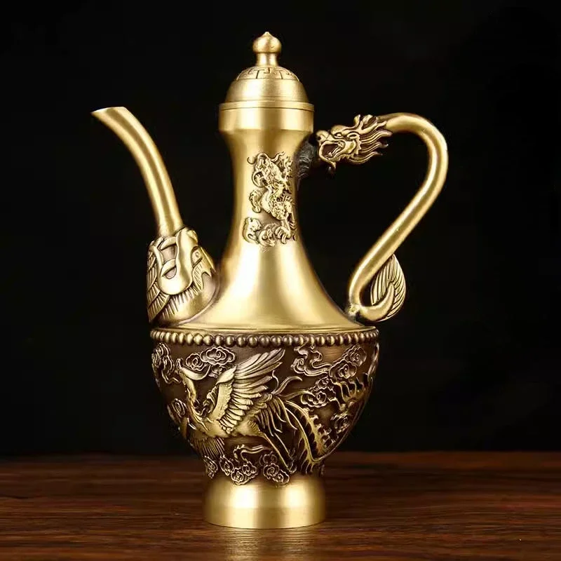 Chinese Style Grave Brass Longfeng Chengxiang Bronze Pot Home Tea Ceremony Tea Pot
Chinese Style Grave Brass Longfeng Chengxiang Bronze Pot Home Tea Ceremony Tea Pot