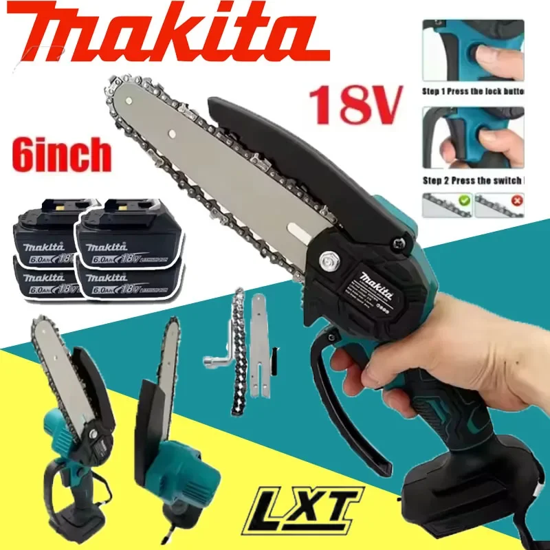 Электрическая цепная пила Makita 6 дюймов, ручная портативная пила для распиловки древесины, садовый инструмент для обрезки деревьев, работающий от аккумулятора 18В
Электрическая цепная пила Makita 6 дюймов, ручная портативная пила для распиловки древесины, садовый инструмент для обрезки деревьев, работающий от аккумулятора 18В