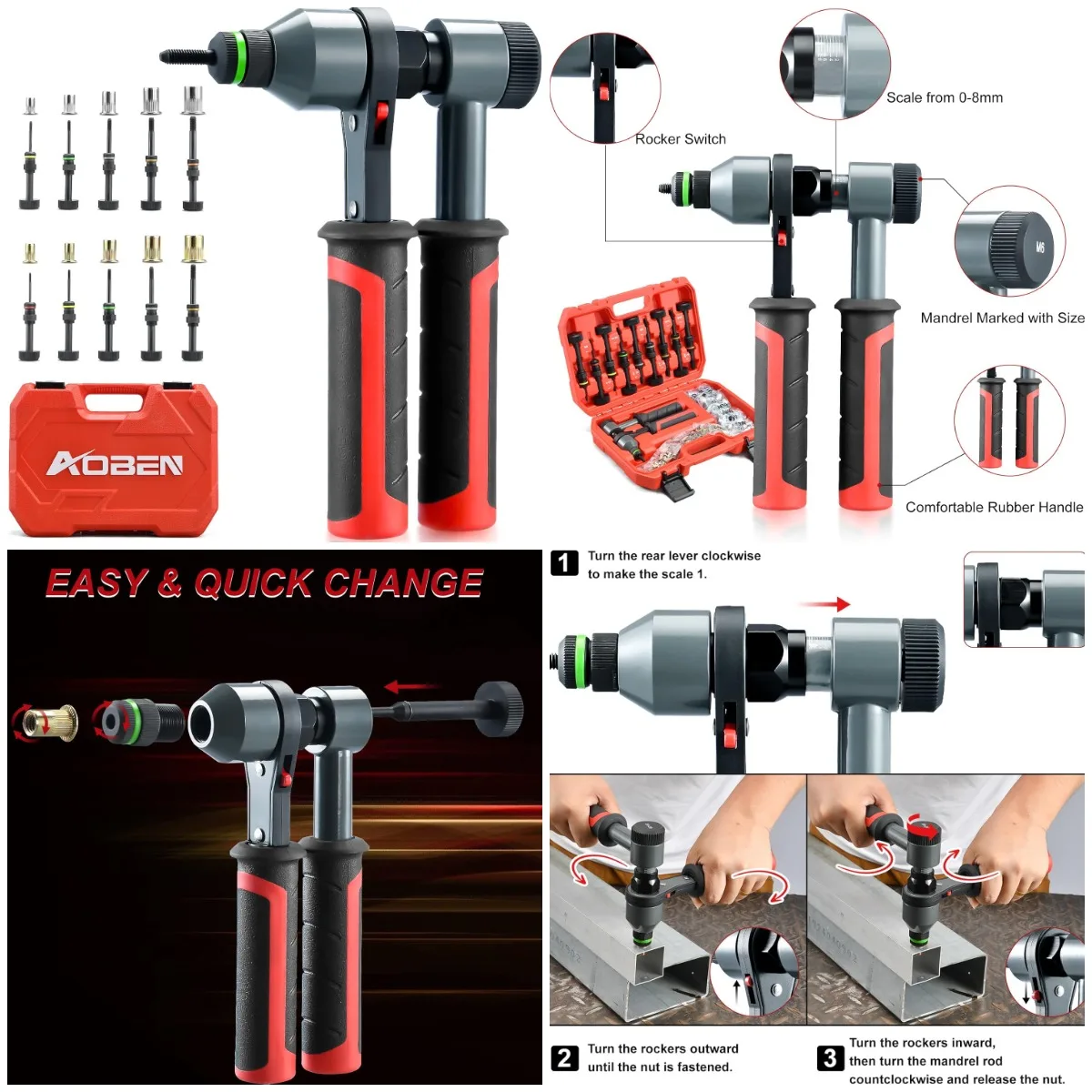 Rivet Nut Tool Kit with 10 Metric & SAE Mandrels, 100 Rivnuts, Heavy-Duty Case
Rivet Nut Tool Kit with 10 Metric & SAE Mandrels, 100 Rivnuts, Heavy-Duty Case