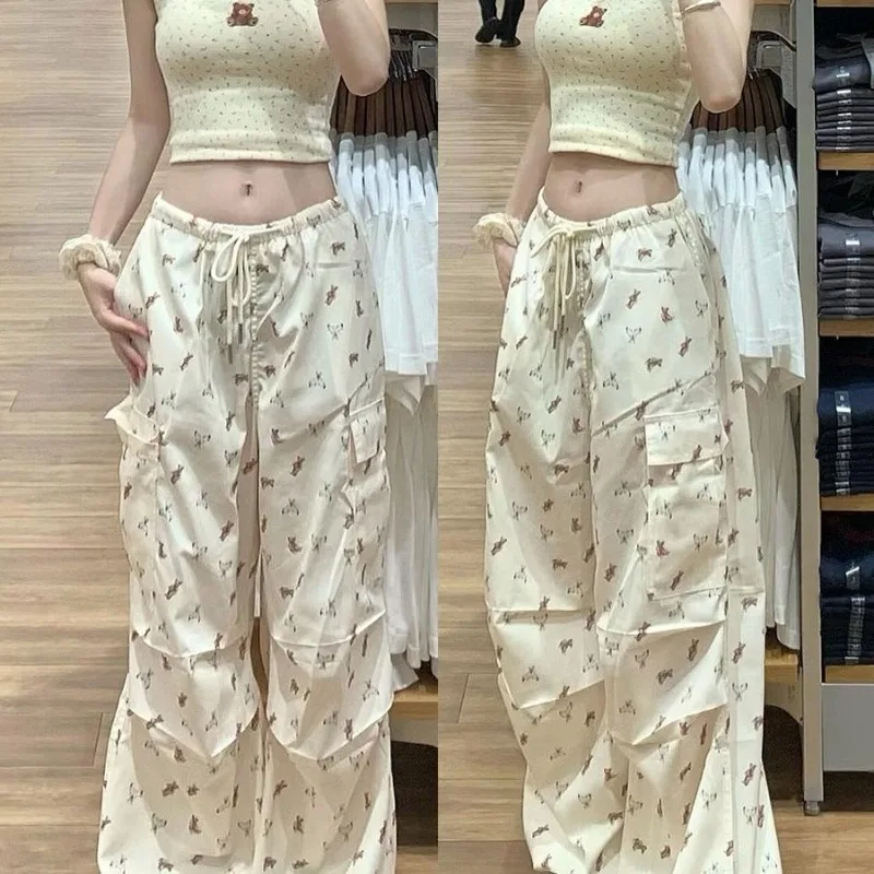 Women Wide Legs Trousers Work Pants United States Retro Style Little Bear Printing Thin Loose Fitting Fragmented Leisure
Women Wide Legs Trousers Work Pants United States Retro Style Little Bear Printing Thin Loose Fitting Fragmented Leisure