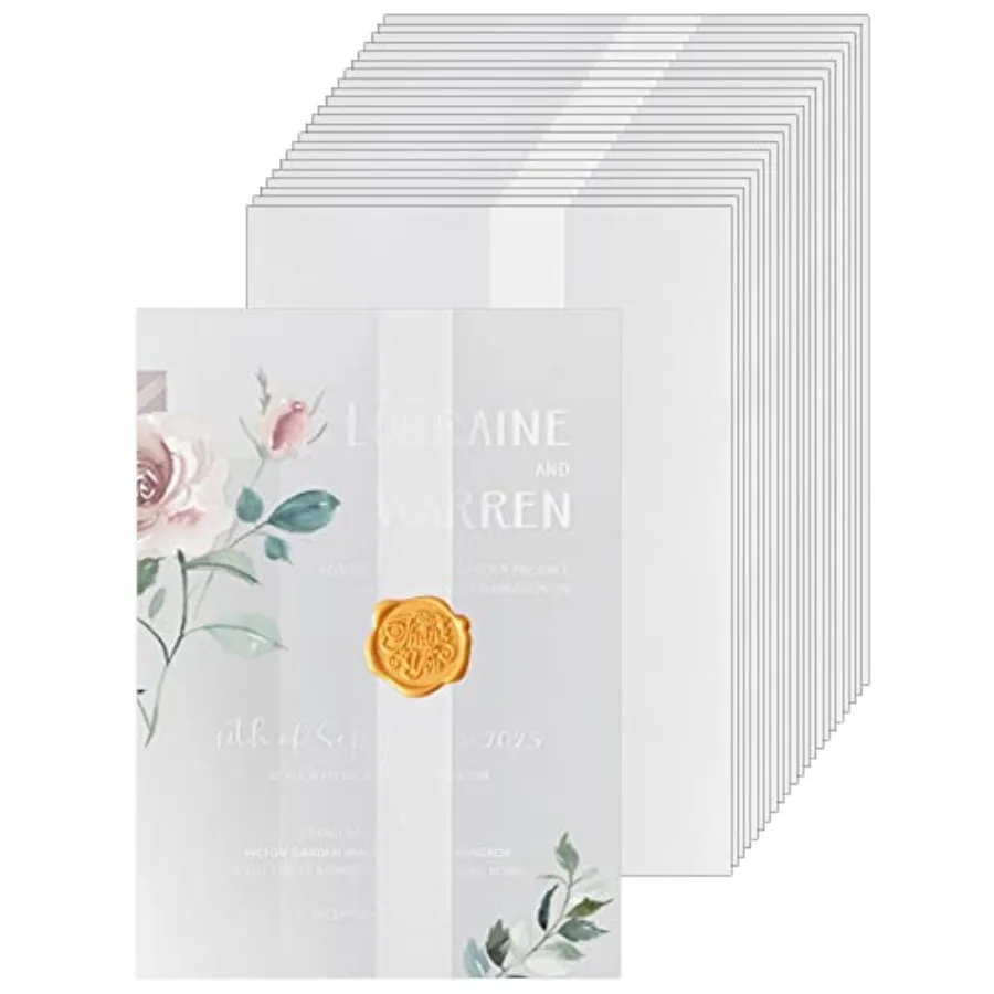 50 Pack Pre-Folded Vellum Jackets for 5x7 Invitations Tracing Paper for Invitation Translucent Vellum Paper Wedding Invitations
50 Pack Pre-Folded Vellum Jackets for 5x7 Invitations Tracing Paper for Invitation Translucent Vellum Paper Wedding Invitations