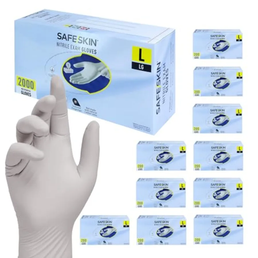 SAFESKIN Nitrile Exam Gloves Disposable - 3.5 Mil, Gray, Powder Free Gloves for Medical, Dental, Cleaning, Cooking
SAFESKIN Nitrile Exam Gloves Disposable - 3.5 Mil, Gray, Powder Free Gloves for Medical, Dental, Cleaning, Cooking