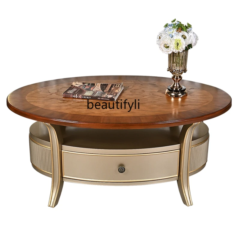 European and American Style Light Luxury Solid Wood Panel Coffee Table Home Modern Simple Oval Desktop Small Apartment Tea Table
European and American Style Light Luxury Solid Wood Panel Coffee Table Home Modern Simple Oval Desktop Small Apartment Tea Table