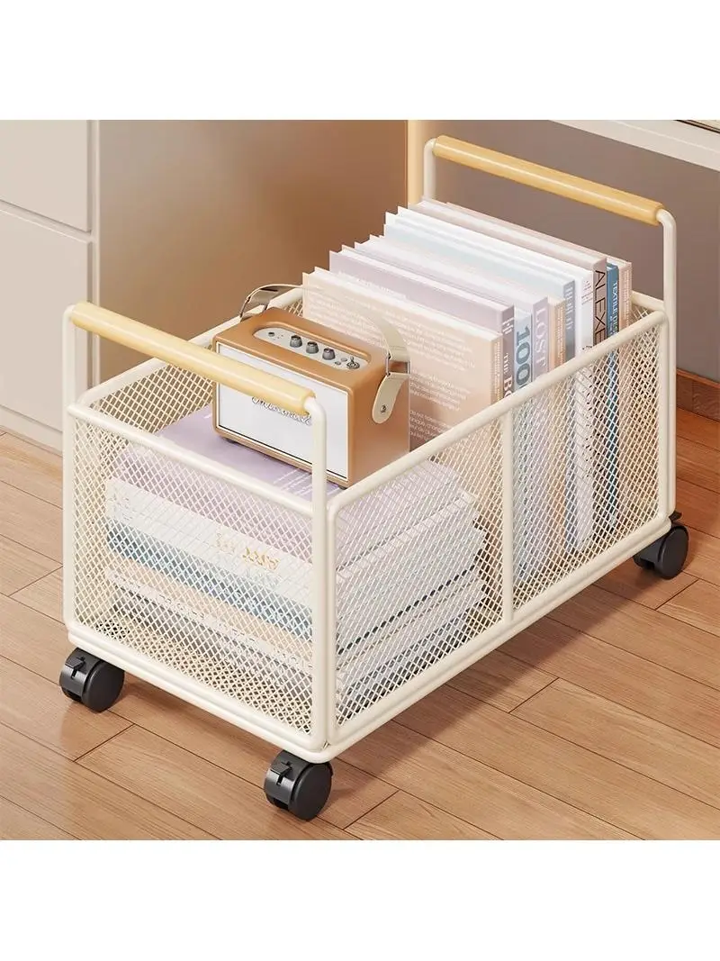 Student Book Bag Storage Box Mobile Bookcase with Wheels Simple Design under Desk Organizer Metal Book Sorting Ra Home Use