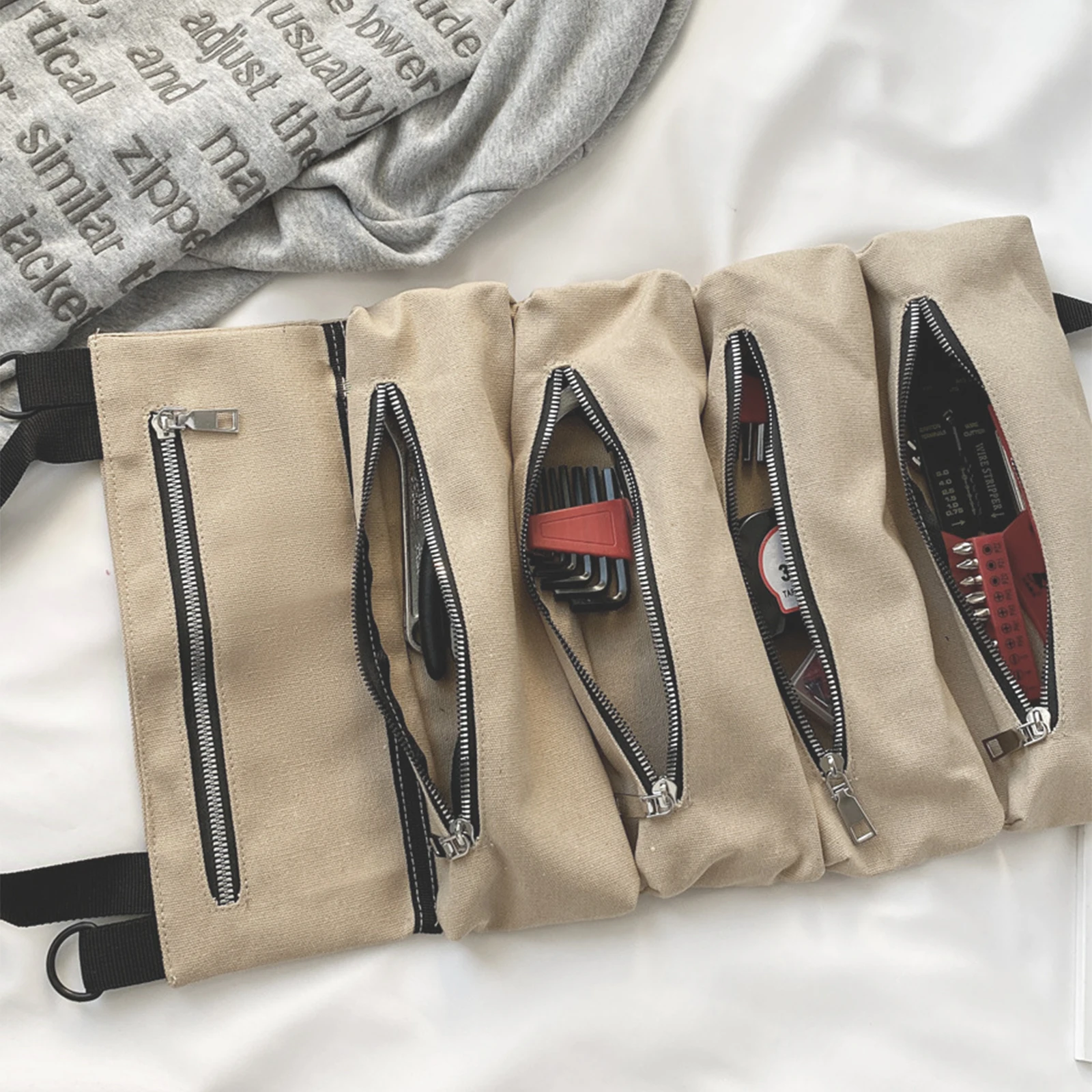 Hanging Canvas Storage Bag, Roll Up Multi-compartment Portable Tool Organizer Durable Canvas Pouch for Home Workshop Garage
Hanging Canvas Storage Bag, Roll Up Multi-compartment Portable Tool Organizer Durable Canvas Pouch for Home Workshop Garage