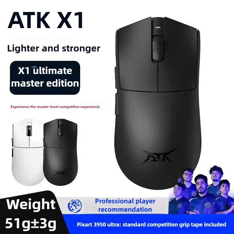 Hot Sale ATK X1 Series Wireless Bluetooth Mouse Paw3950/Ultra 8k Lightweight 49g Three Mode Mouse Fps Gamer Mouse Custom Gift
Hot Sale ATK X1 Series Wireless Bluetooth Mouse Paw3950/Ultra 8k Lightweight 49g Three Mode Mouse Fps Gamer Mouse Custom Gift
