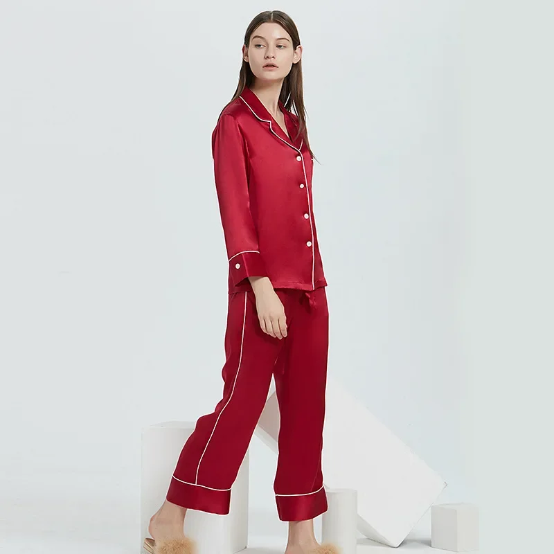 100% Mulberry Silk Pajama Sets For Women Casual Homewear Nightwear 22MM Heavy Silk Sleepwear Pajamas Long Sleeve Trousers Suit
100% Mulberry Silk Pajama Sets For Women Casual Homewear Nightwear 22MM Heavy Silk Sleepwear Pajamas Long Sleeve Trousers Suit