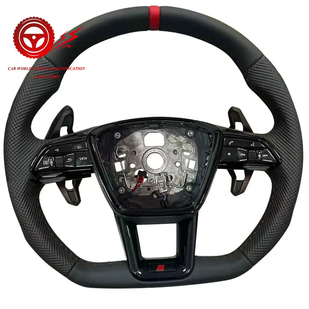 Для Audi A6 RS6 C8 полуперфорированный кожаный спортивный руль с плоским дном и подогревом 
Для Audi A6 RS6 C8 полуперфорированный кожаный спортивный руль с плоским дном и подогревом