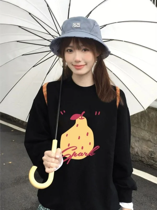 Loose round Neck Sweatshirt Women's Autumn New Style Unique Korean Style Printed Long Sleeve Fleece Lined Outerwear Top
Loose round Neck Sweatshirt Women's Autumn New Style Unique Korean Style Printed Long Sleeve Fleece Lined Outerwear Top