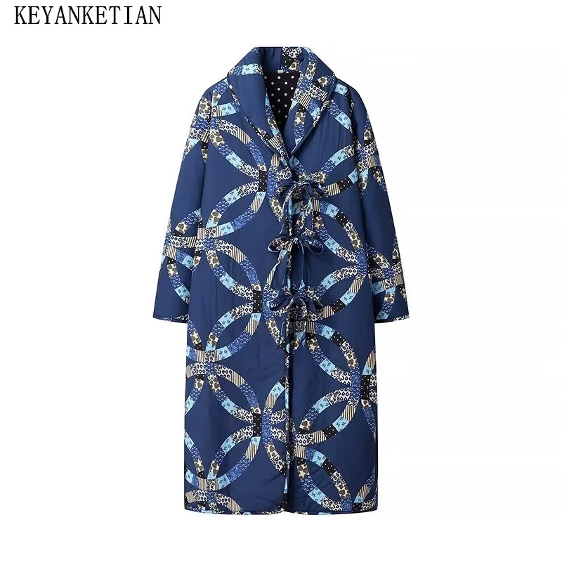 KEYANKETIAN 2024 Autumn/Winter New Women's Extended Printed Quilted Jacket Retro style Bow Lace Up Thick Warm Oversize Greatcoat
KEYANKETIAN 2024 Autumn/Winter New Women's Extended Printed Quilted Jacket Retro style Bow Lace Up Thick Warm Oversize Greatcoat