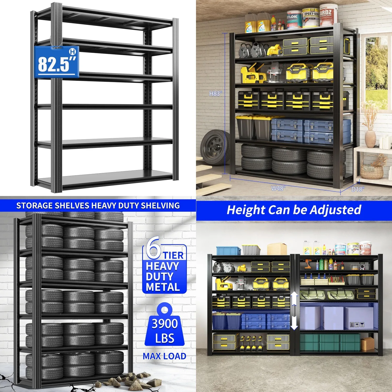 Heavy Duty Metal Storage Shelving 6 Tier Adjustable Rack Garage Warehouse 18x48x82.5", Customized
Heavy Duty Metal Storage Shelving 6 Tier Adjustable Rack Garage Warehouse 18x48x82.5", Customized