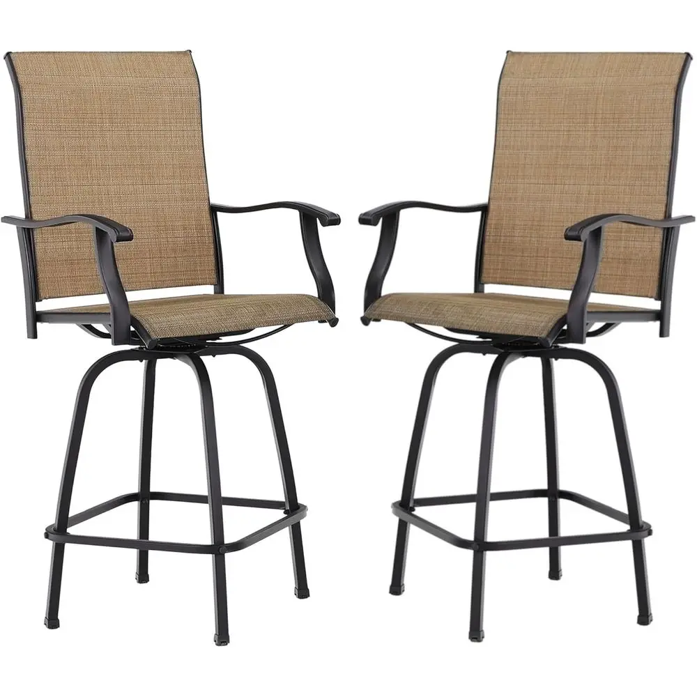 Pair of Swivel Outdoor Bar Stools, High Top Patio Chairs with Breathable Textilene Seats
Pair of Swivel Outdoor Bar Stools, High Top Patio Chairs with Breathable Textilene Seats