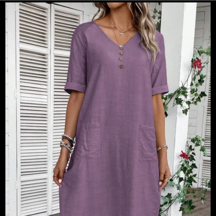 【New style】2026 new European and American - women's clothing European and American summer v-neck loose and comfortable vacat
【New style】2026 new European and American - women's clothing European and American summer v-neck loose and comfortable vacat