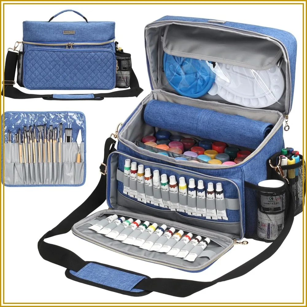 Art Supplies Organizer Bag with Detachable Brush Holder, 54-Slot for Acrylic Paint, Portable for Travel
Art Supplies Organizer Bag with Detachable Brush Holder, 54-Slot for Acrylic Paint, Portable for Travel