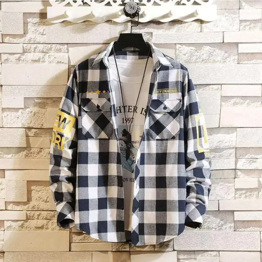 Plaid Shirt Street Style Shirt Plaid Print Men's Cardigan Coat Fall Winter Long Sleeve Formal Top Shirt with Turn-down Collar
Plaid Shirt Street Style Shirt Plaid Print Men's Cardigan Coat Fall Winter Long Sleeve Formal Top Shirt with Turn-down Collar