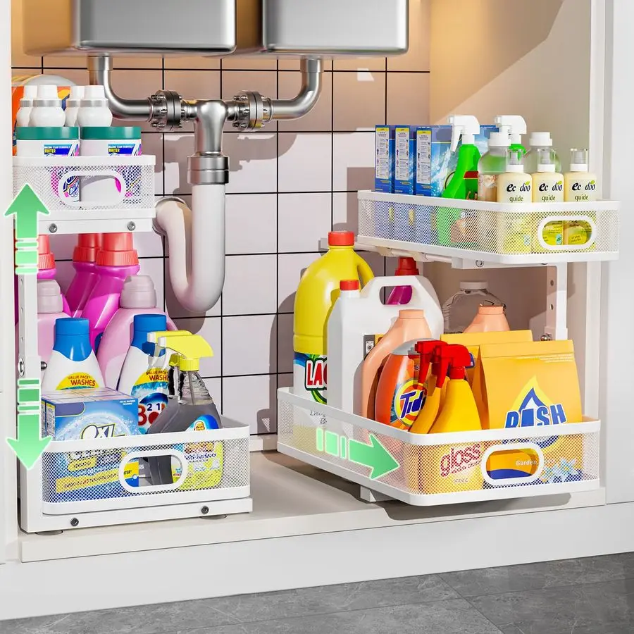 Sink Organizer, High Adjustable 2 Tier Under Sink Organizers and Storage, Slide Out Metal Cabinet Organizers, Pull Out Sink Stor
Sink Organizer, High Adjustable 2 Tier Under Sink Organizers and Storage, Slide Out Metal Cabinet Organizers, Pull Out Sink Stor