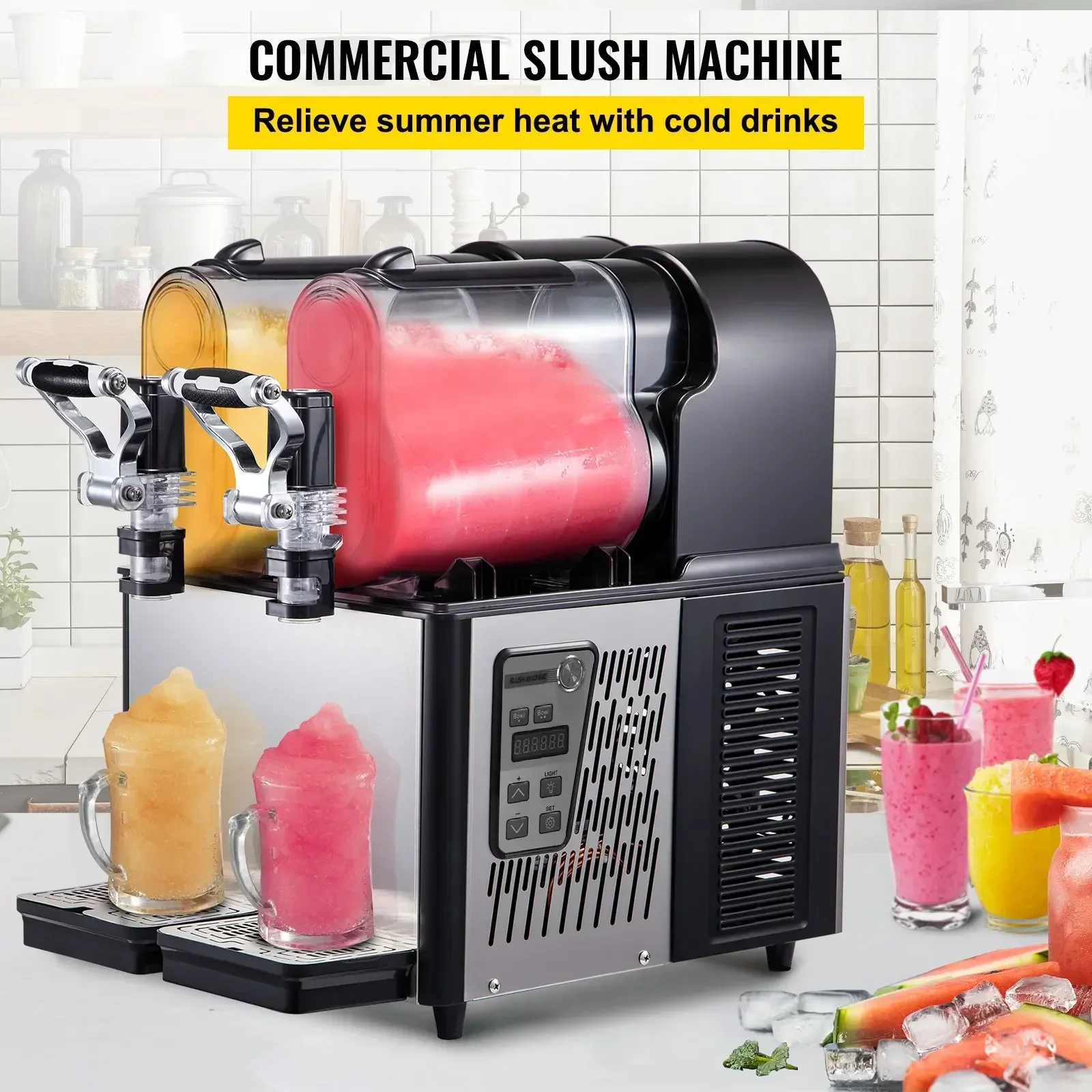 15Lx2 Double Tank Jar Commercial Slushie Machine Ice-Cool Juice Smoothie Granita Vending Frozen Drink Dispenser Slush Maker
15Lx2 Double Tank Jar Commercial Slushie Machine Ice-Cool Juice Smoothie Granita Vending Frozen Drink Dispenser Slush Maker