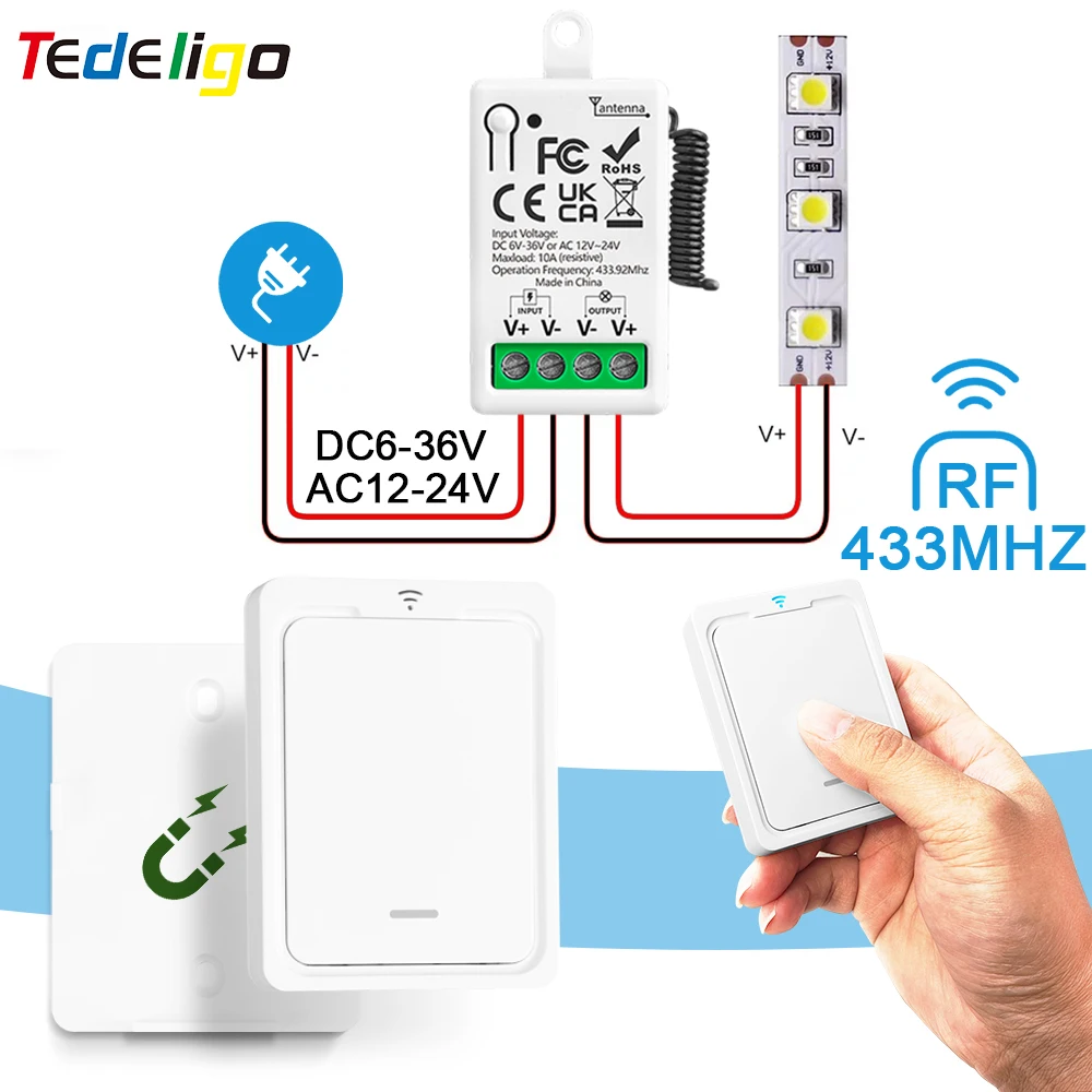 DC 6-36V 6V 12V 24V 433Mhz RF Wireless Remote Control Switch Relay 1CH Receiver Module For Electronic Lock / LED / Bulb ON OFF
DC 6-36V 6V 12V 24V 433Mhz RF Wireless Remote Control Switch Relay 1CH Receiver Module For Electronic Lock / LED / Bulb ON OFF